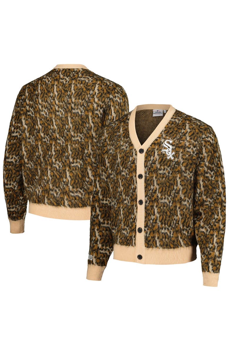 PLEASURES Men's PLEASURES Brown Chicago White Sox Cheetah Cardigan Button-Up Sweater, Alternate, color, Brown