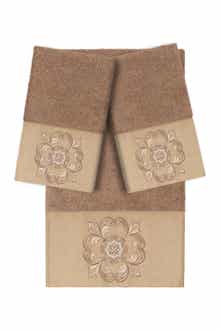 Linum Home Textiles Alyssa 3-Piece Embellished Towel - Latte