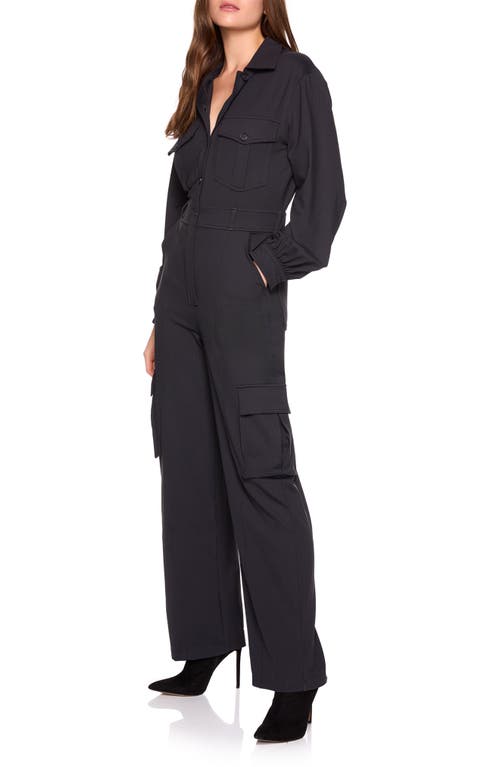 Susana Monaco Long Sleeve Cargo Jumpsuit In Black