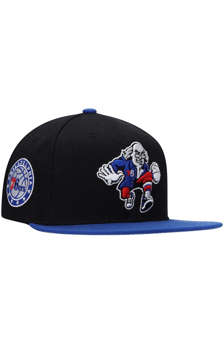 Mitchell & Ness Men's Mitchell & Ness Black/Royal Philadelphia 76ers Side Core 2.0 Snapback Hat, Main, color, 