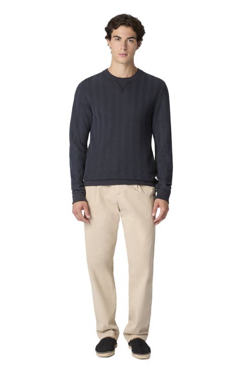 Crew-neck Cotton And Viscose Sweatshirt With Tone-on-tone Zigzag Pattern