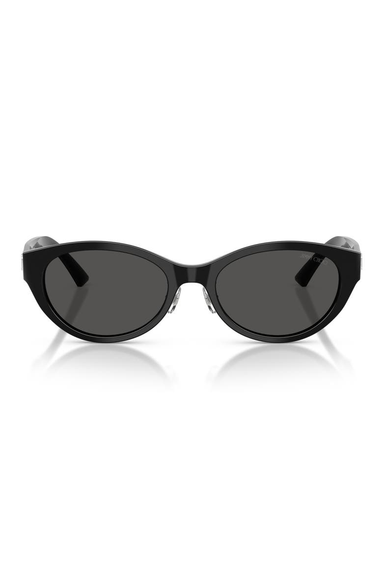 55mm Oval Sunglasses, Main, color, BLACK / DARK GREY