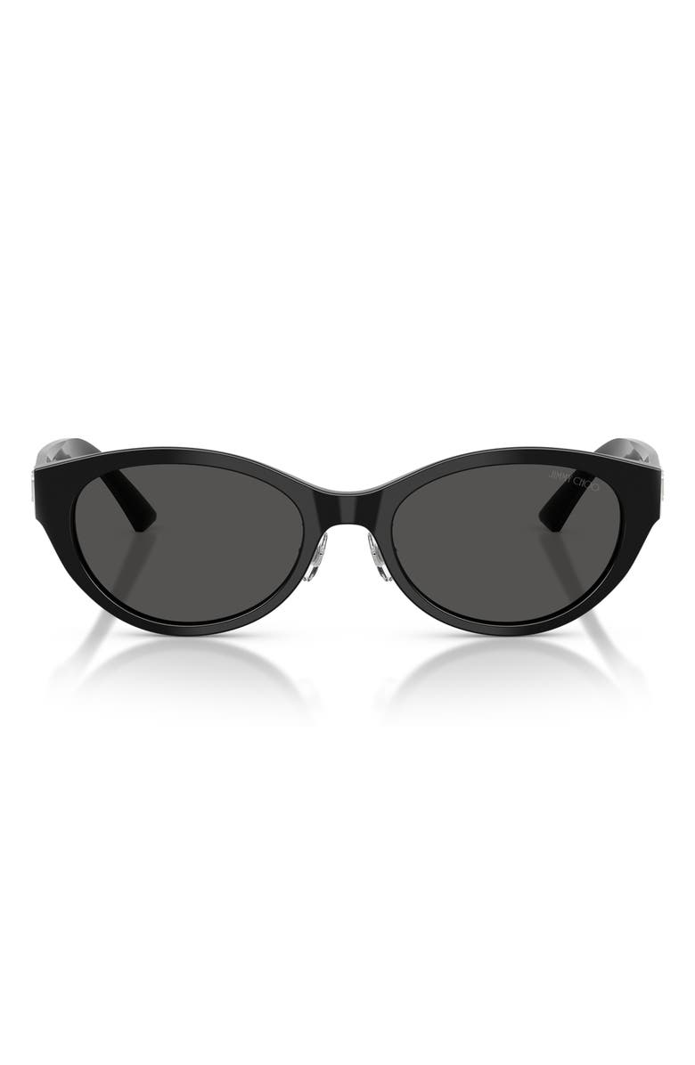 Jimmy Choo 55mm Oval Sunglasses, Main, color, Black / Dark Grey