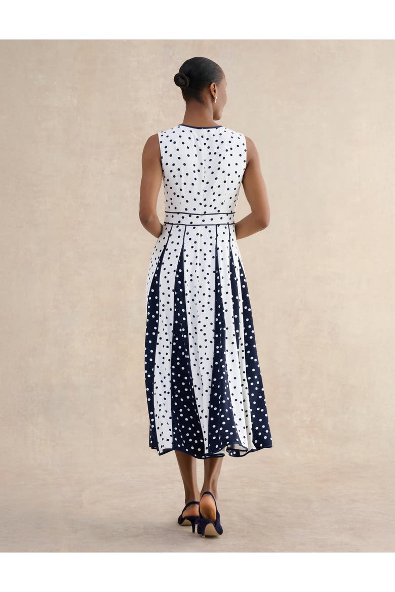 Angelica Pleated Fit-Flare Midi Dress, Alternate, color, Ivory Midnight