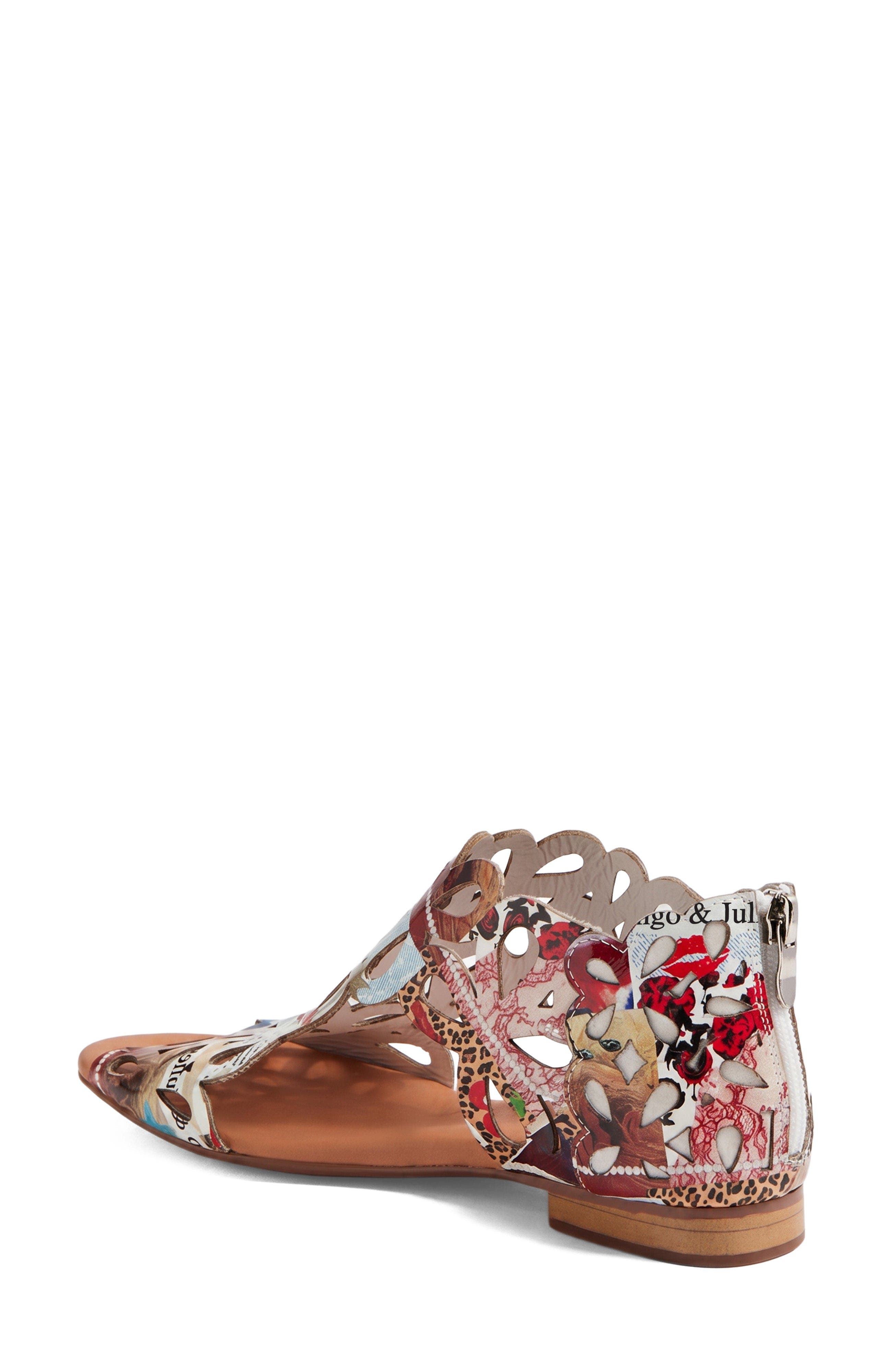 Pietro Back Zip Sandal, Alternate, color, Collage Patent