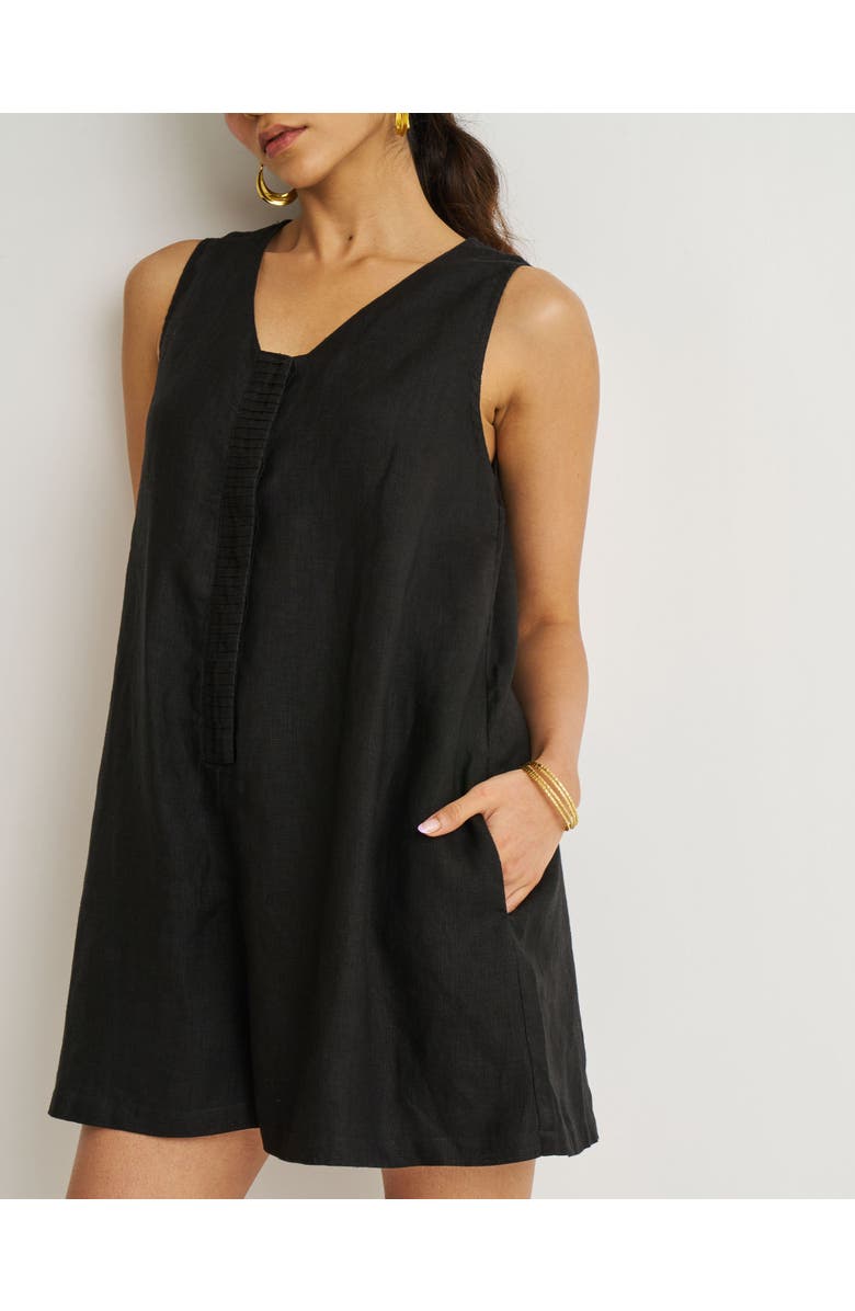 Reistor Women's Relaxed Fit 100% Hemp Romper Black Large, Alternate, color, Black