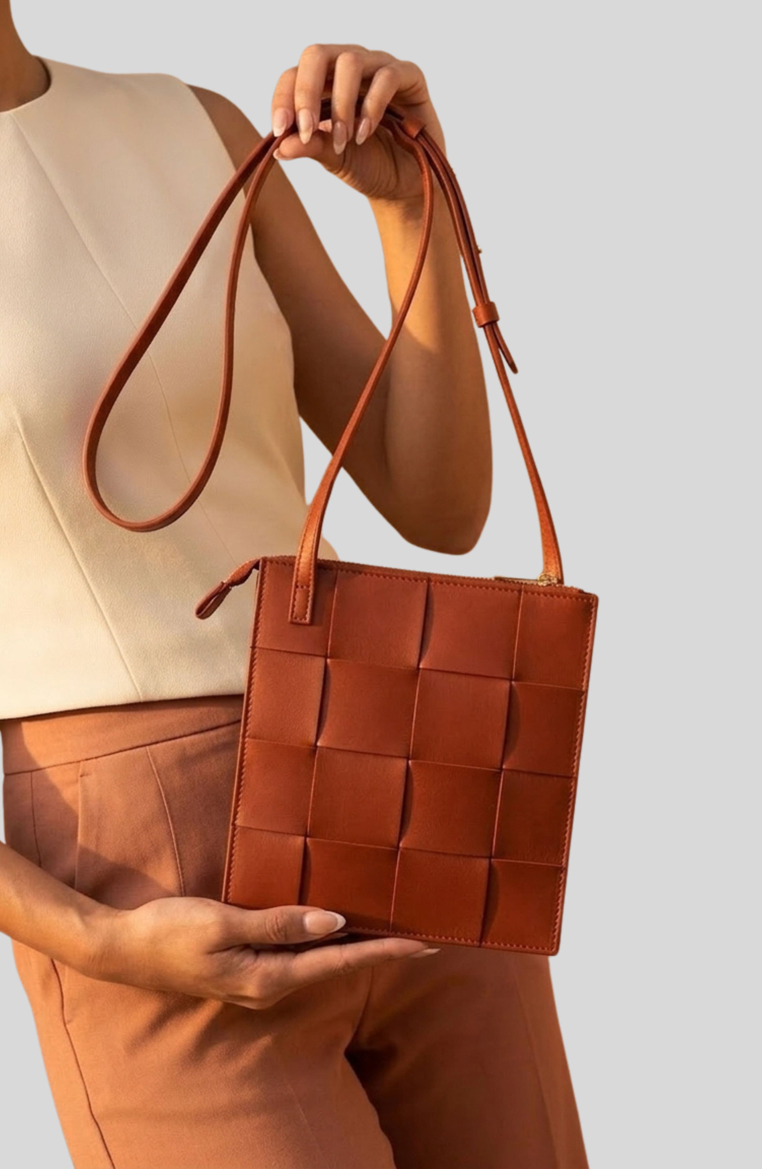 Polly Woven Leather Crossbody Bag, Alternate, color, RUST