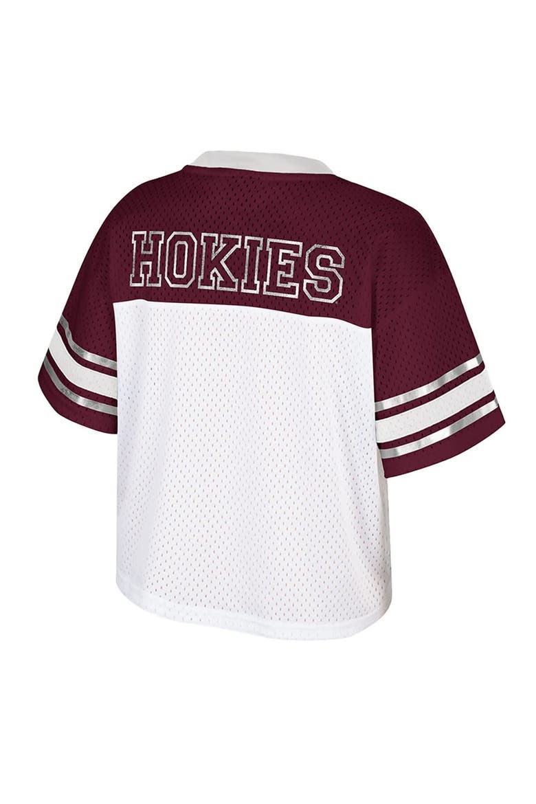 Women's Colosseum  White Virginia Tech Hokies Treasure Cropped Football Jersey, Alternate, color, White