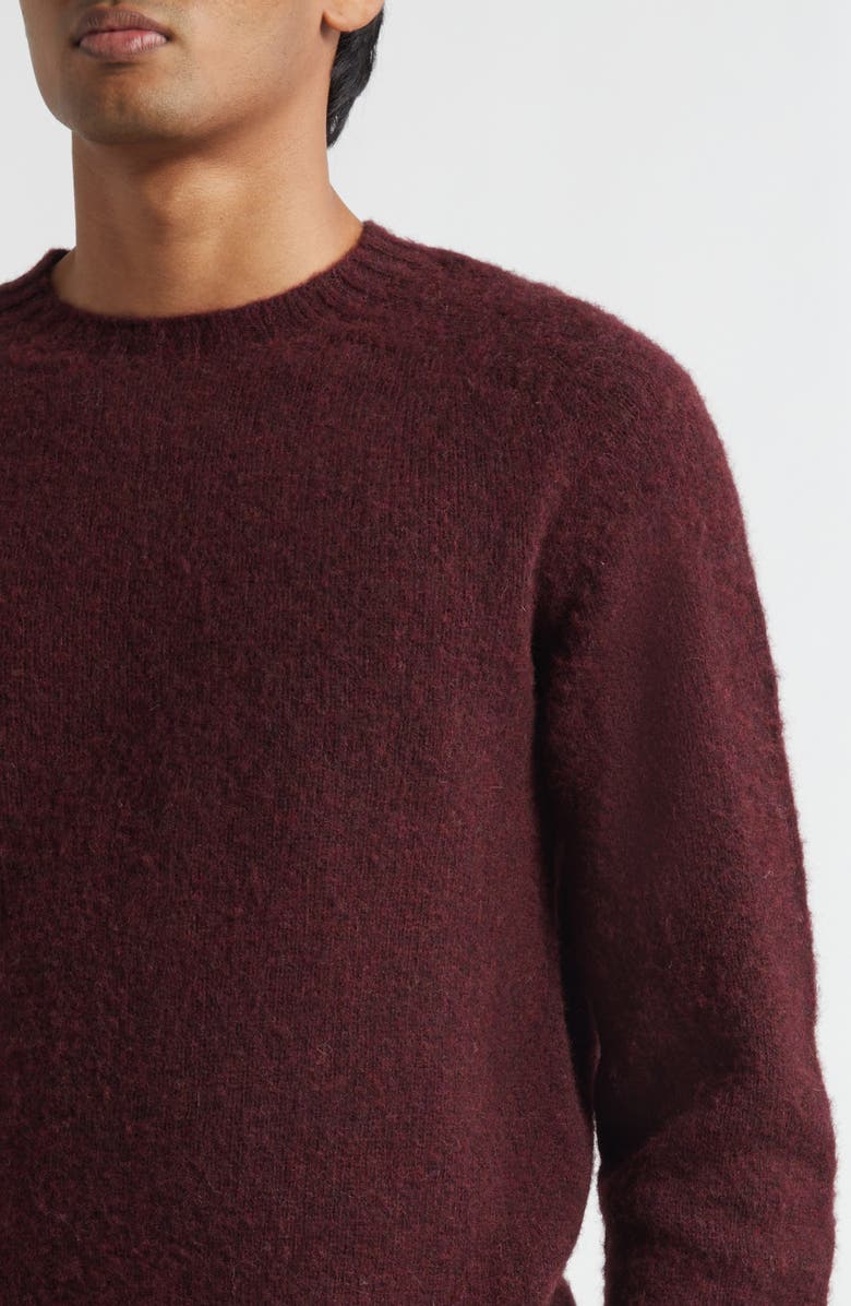 Drake's Brushed Shetland Lambswool Crewneck Sweater, Alternate, color, Burgundy