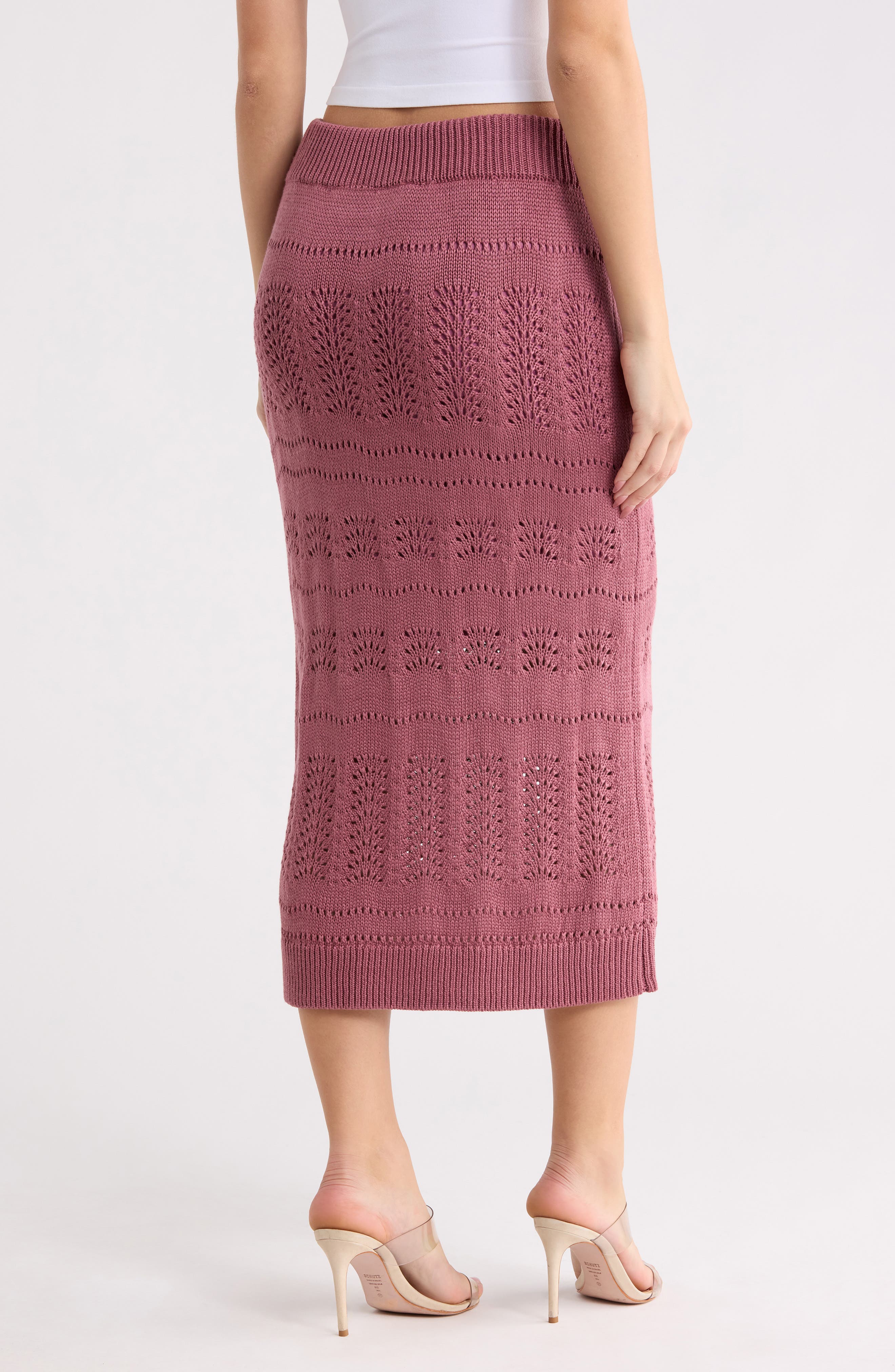 Pointelle Open Knit Midi Skirt - image 4