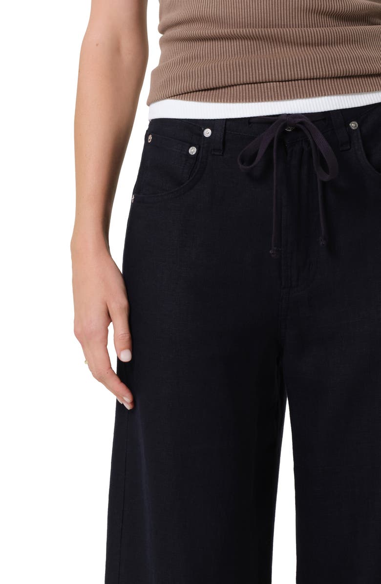 Citizens of Humanity Brynn Drawstring Waist Wide Leg Linen Pants, Alternate, color, True Navy