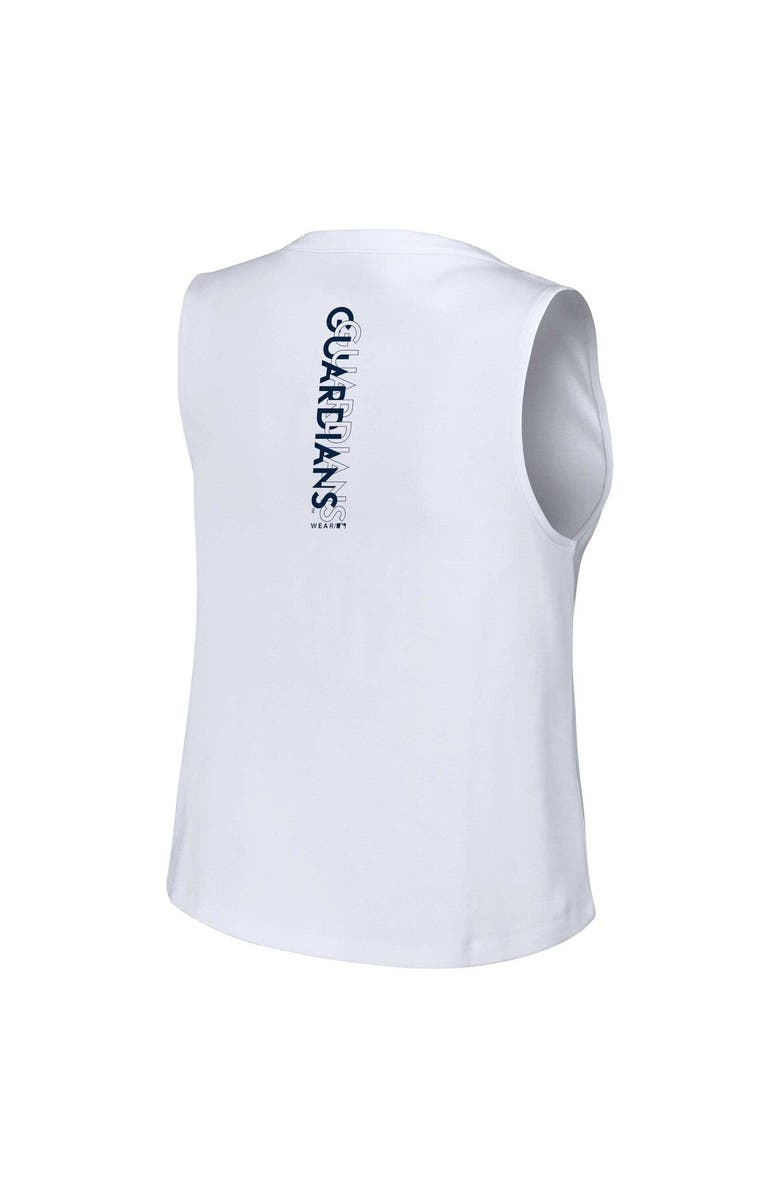 WEAR by Erin Andrews Women's WEAR by Erin Andrews White Cleveland Guardians Lace-Up Tank Top, Alternate, color, 