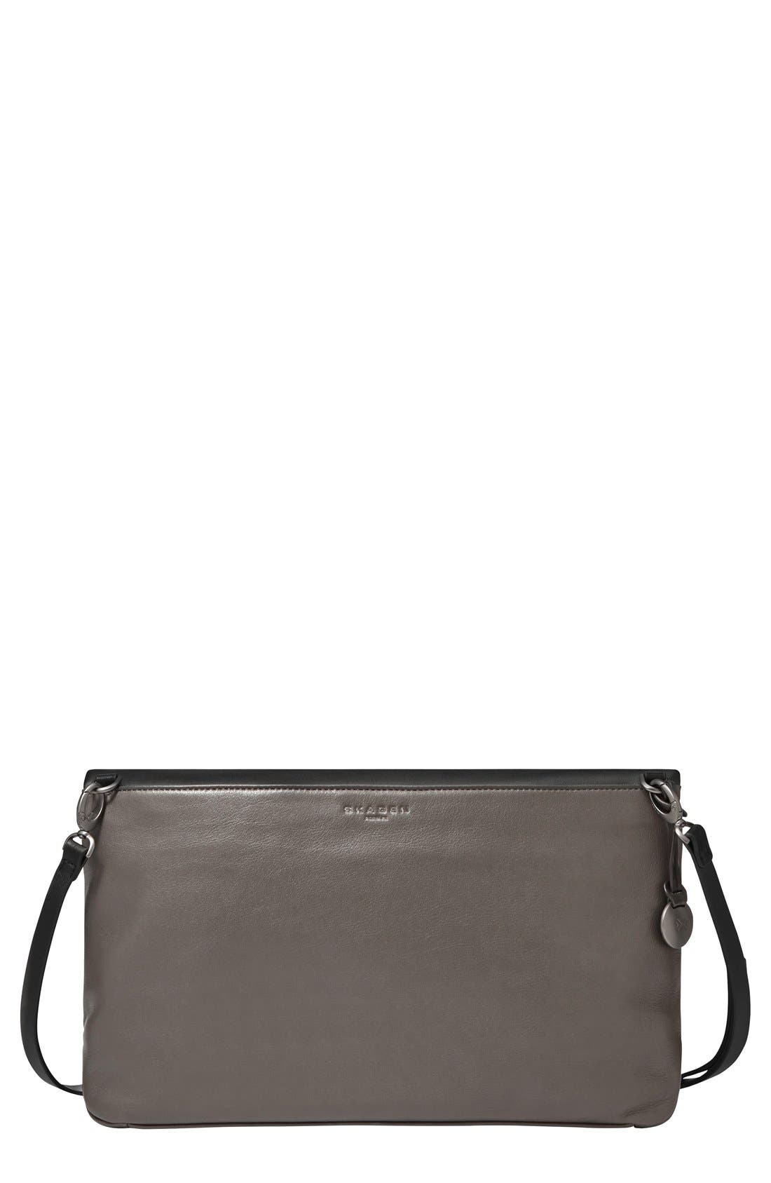 'Ella' Leather Foldover Crossbody Bag, Alternate, color, STEEL GREY
