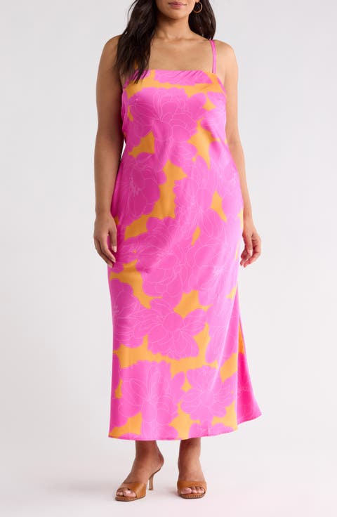Morgany Floral Stretch Satin Maxi Dress