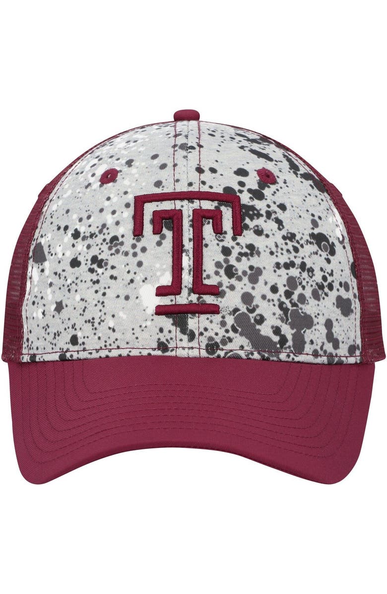 COLOSSEUM Men's Colosseum Gray/Cherry Temple Owls Love Fern Trucker Snapback Hat, Alternate, color, Gray