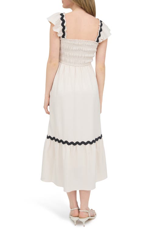 August Sky Wavy Ribbon Tiered Midi Dress