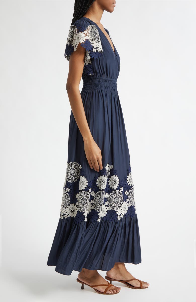 Ramy Brook Georgie Lace Detail Maxi Dress, Alternate, color, Navy