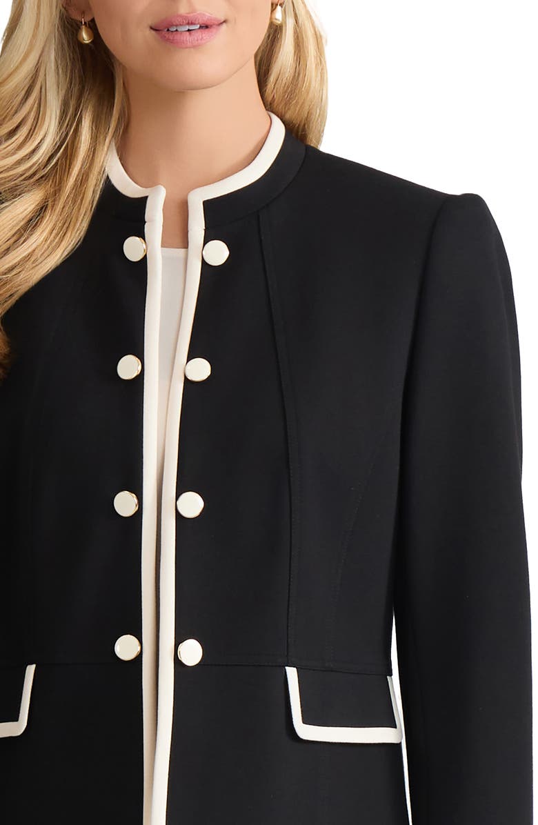 Jones New York Open Front Military Jacket, Alternate, color, Jones Black/ Jones White