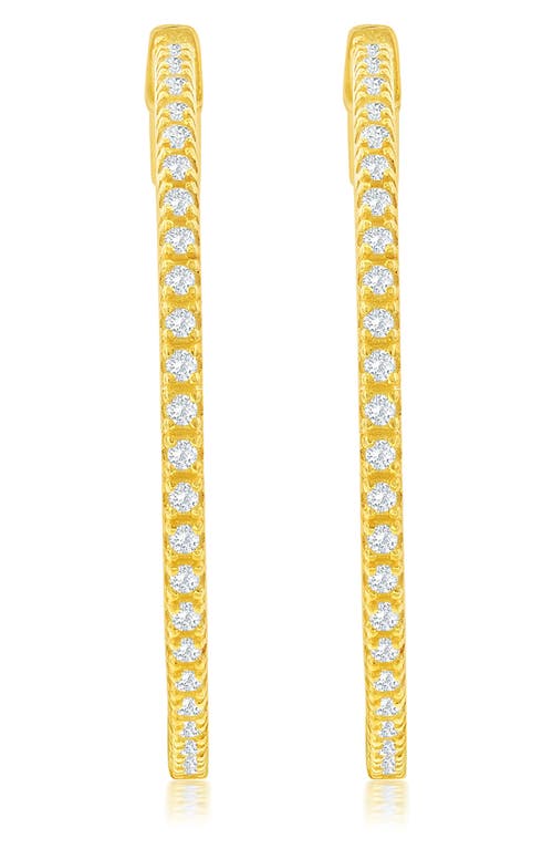 Suzy Levian Rose Cubic Zirconia Hoop Earrings