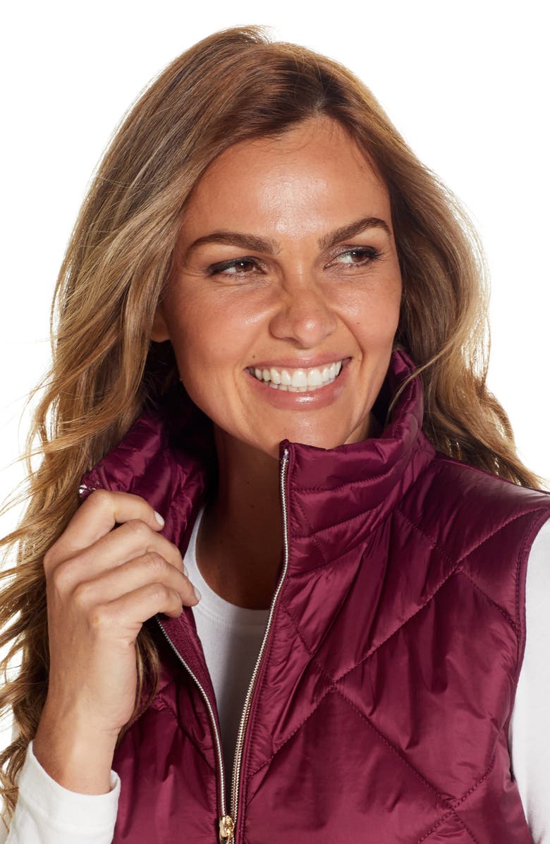 Gallery Diamond Quilted Puffer Vest, Alternate, color, Burgundy