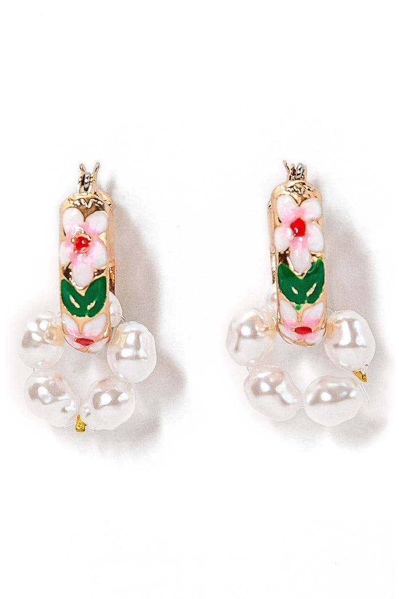 Baroque Imitation Pearl Earrings, Main, color, GOLD