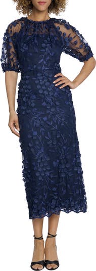 Maggy London Floral Appliqué Midi Dress | Nordstrom