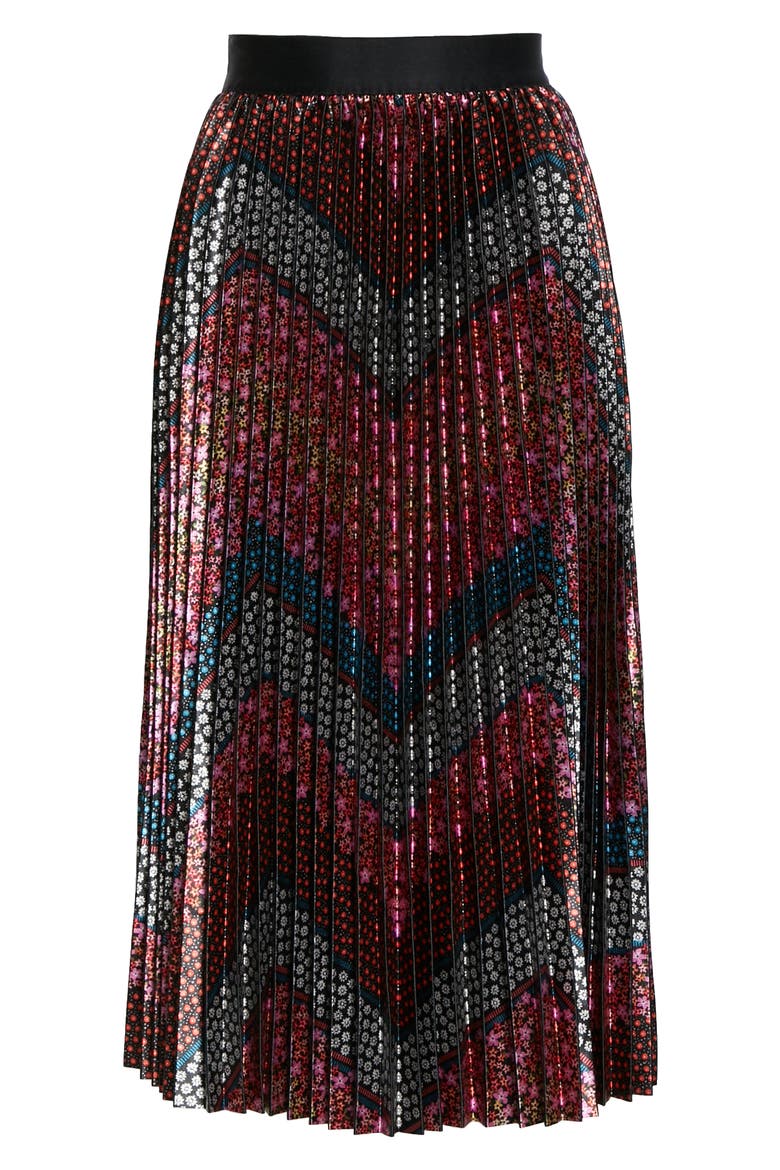 Love Street Floral Chevron Pleated Skirt, Alternate, color, LOVE STREET