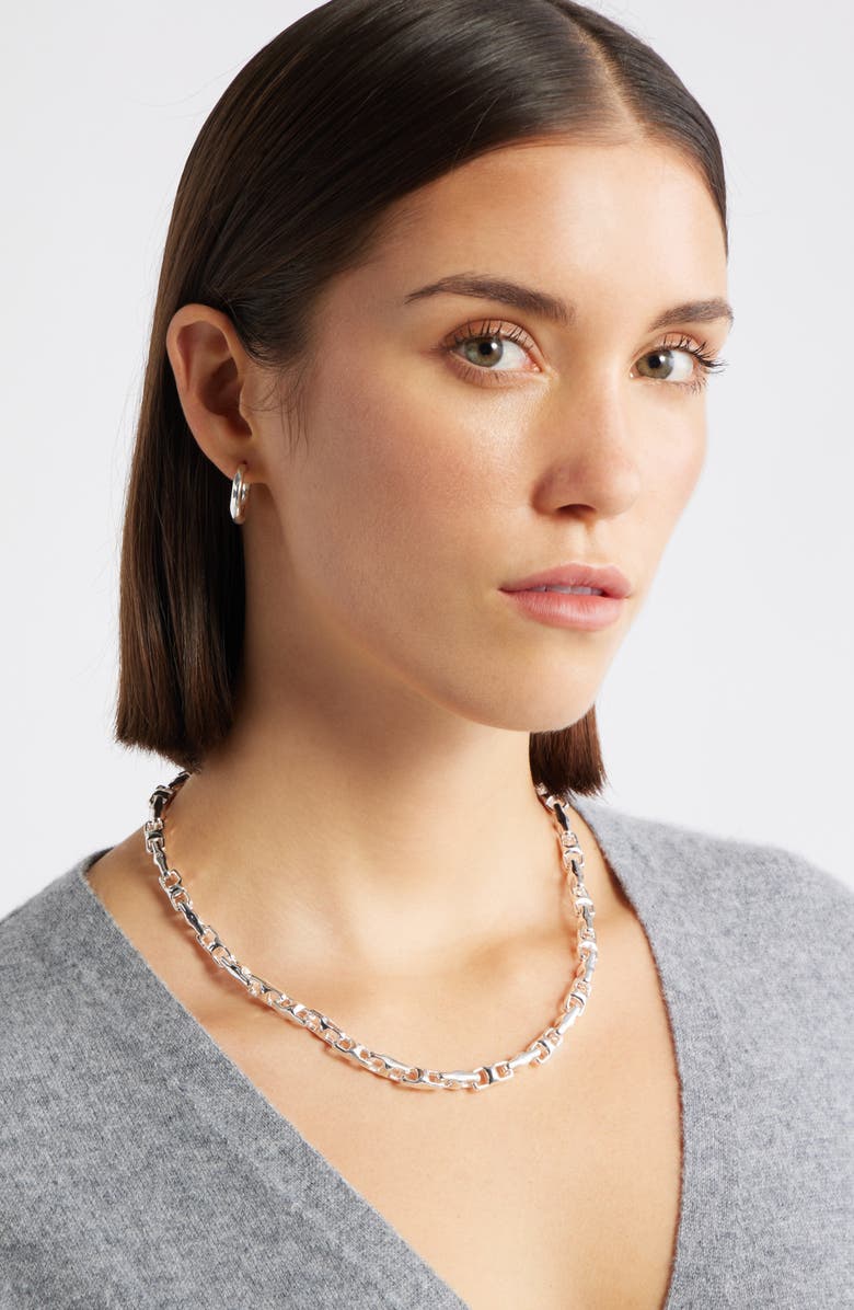 Nordstrom Square Mariner Link Necklace, Alternate, color, Silver