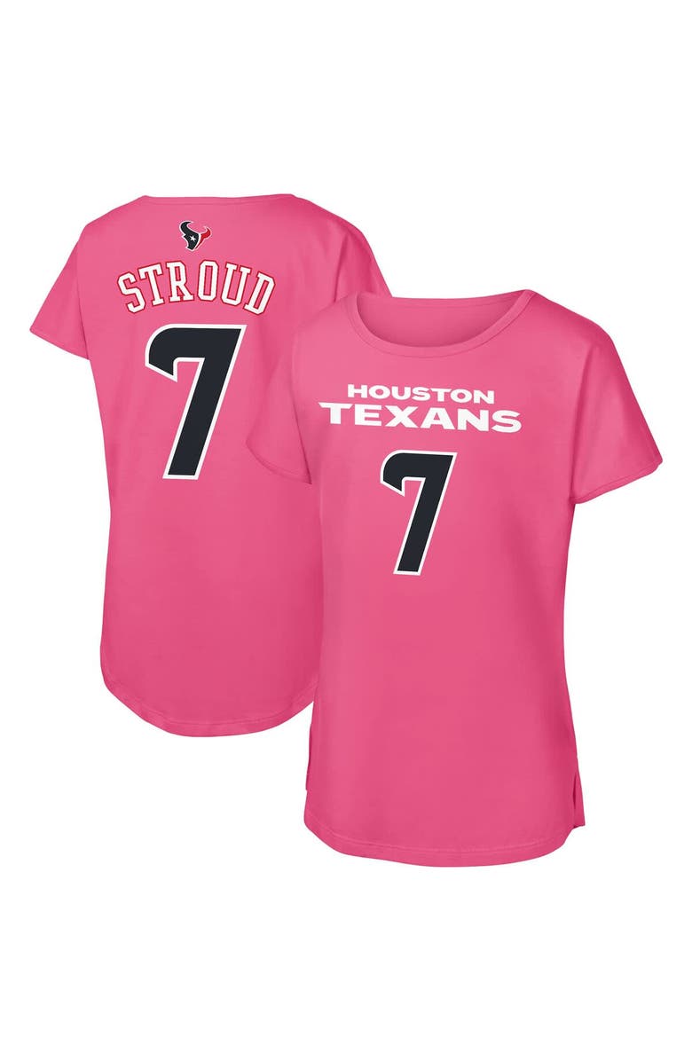 Outerstuff Girls Youth Outerstuff C.J. Stroud Pink Houston Texans Player Name & Number T-Shirt, Main, color, Pink