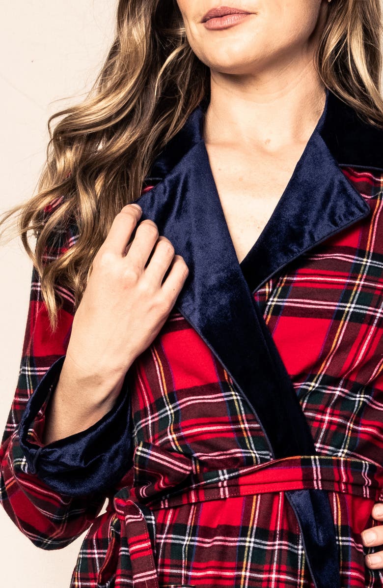 Petite Plume Imperial Tartan Robe, Alternate, color, Red