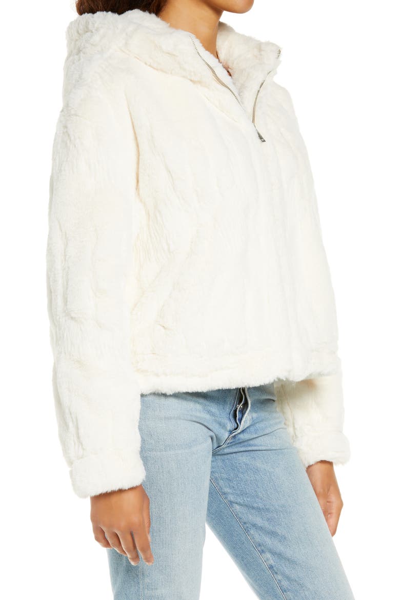 Mandy Faux Fur Hooded Jacket, Alternate, color, CREAM