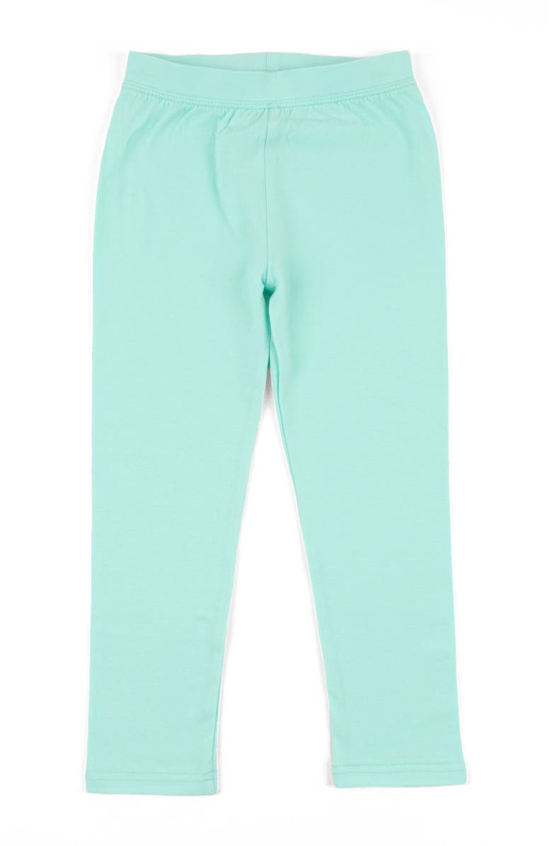Leveret Girls Cotton Leggings, Solid Colors, Main, color, Aqua
