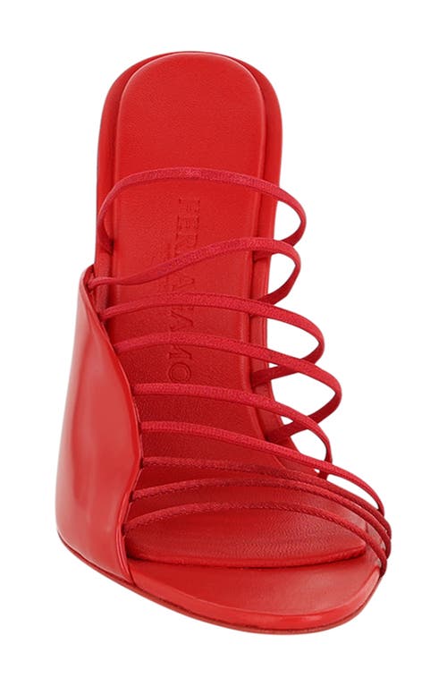 Ferragamo Ladies Red Leather Altaire Ultra Fine Strap Sandals In Red