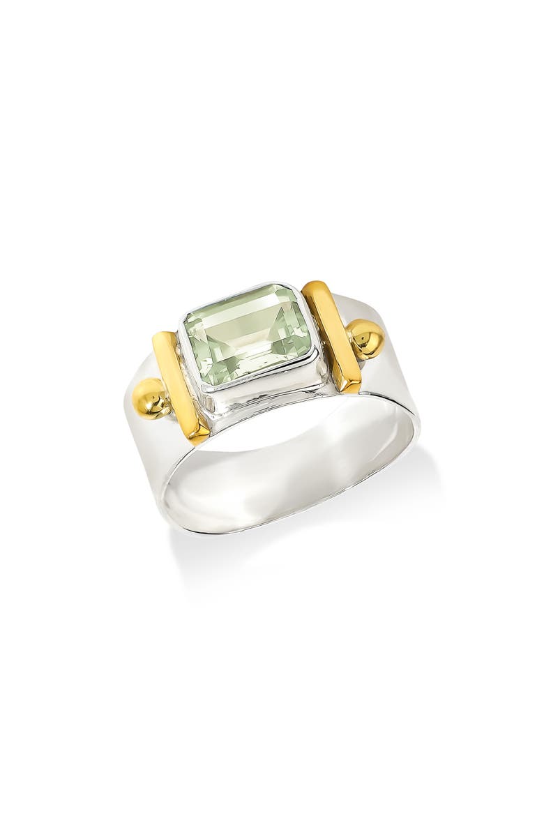 Baguette Cut Gemstone Ring, Main, color, GREEN