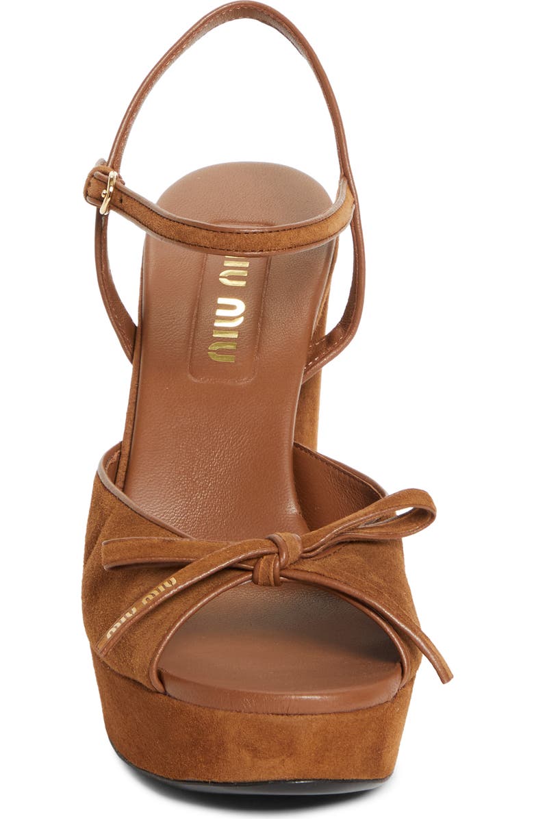 Miu Miu Bow Platform Sandal, Alternate, color, Rovere