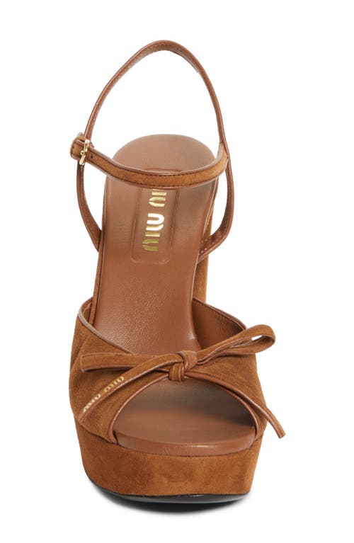 Miu Miu Bow Platform Sandal In Brown