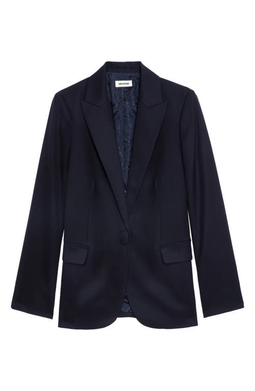 ZADIG & VOLTAIRE ZADIG & VOLTAIRE VALSE SINGLE BREASTED VIRGIN WOOL GRAIN DE POUDRE BLAZER 