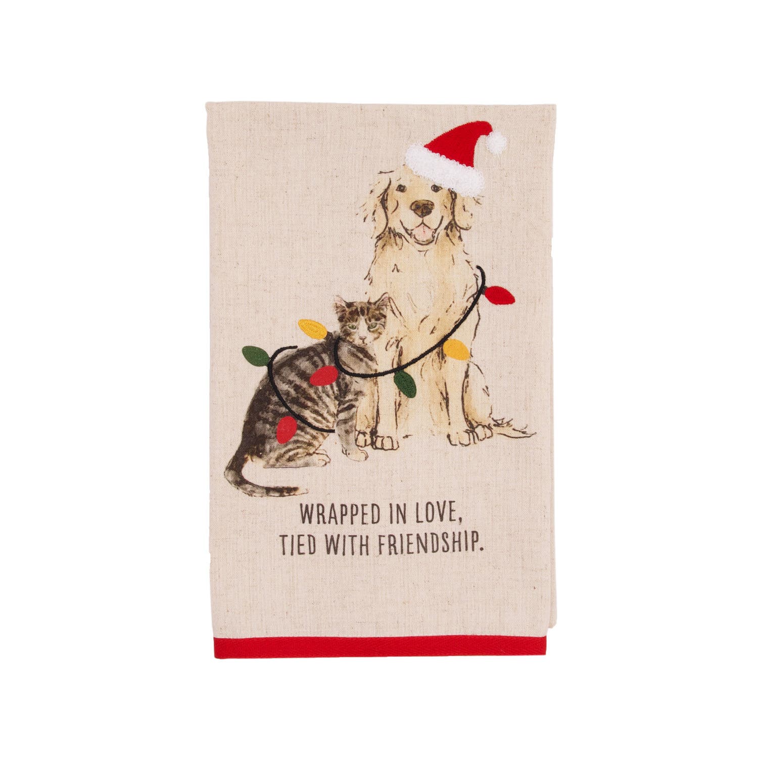 Carol & Frank Tied With Friendship Pets Christmas Towel In Multi