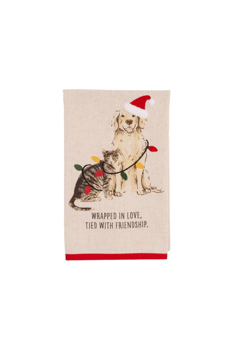Tied With Friendship Pets Christmas Towel, Main, color, Red