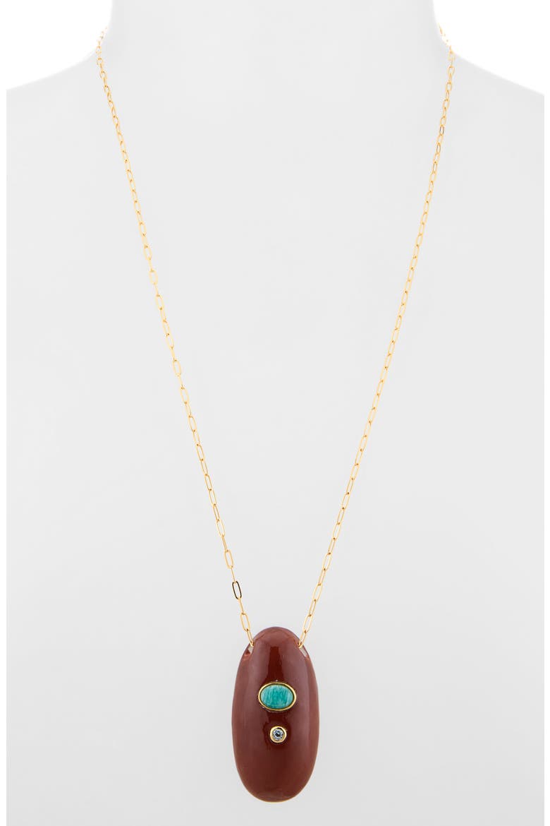 La Paz Pendant Necklace, Main, color, BROWN