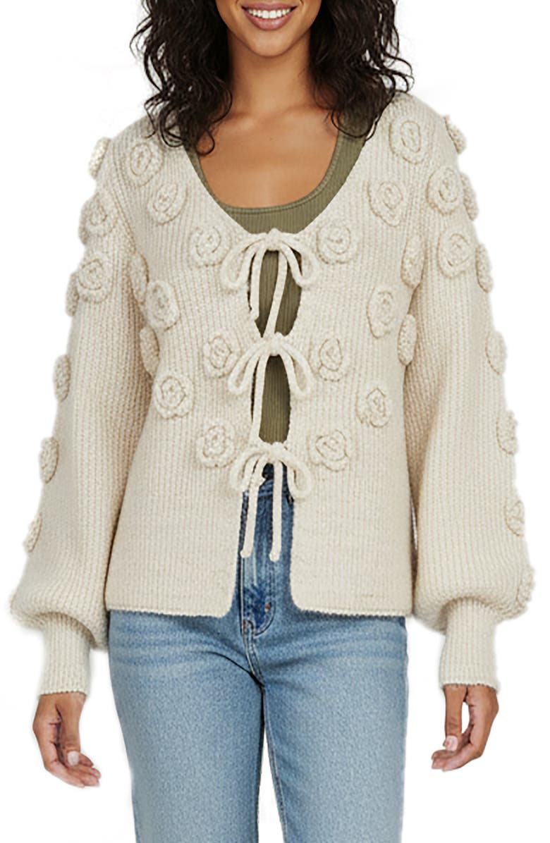 SAACHI Rose Triple Tie Cardigan, Main, color,