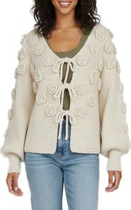 SAACHI Rose Triple Tie Cardigan