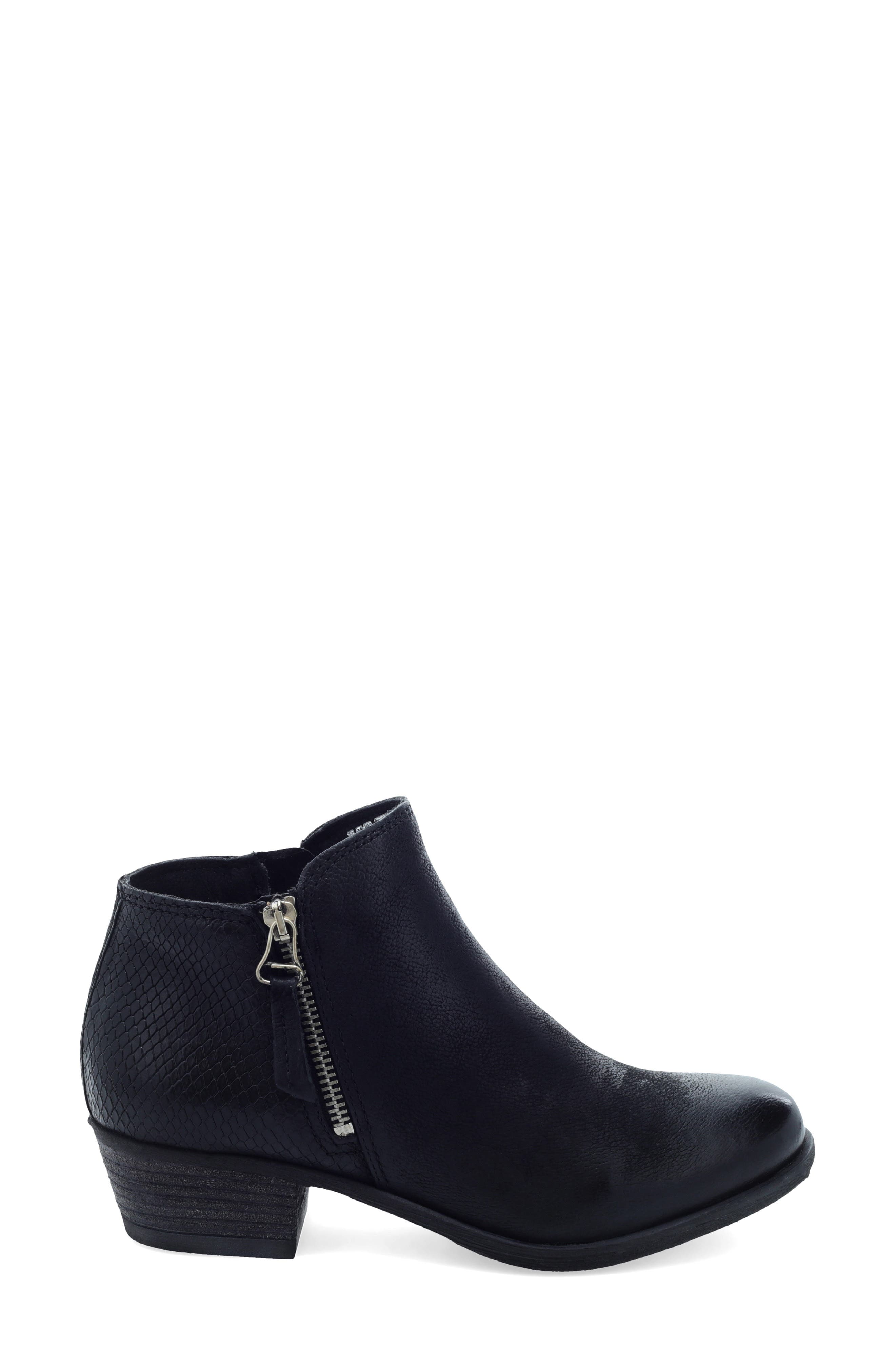 Barb Bootie, Alternate, color, BLACK LEATHER