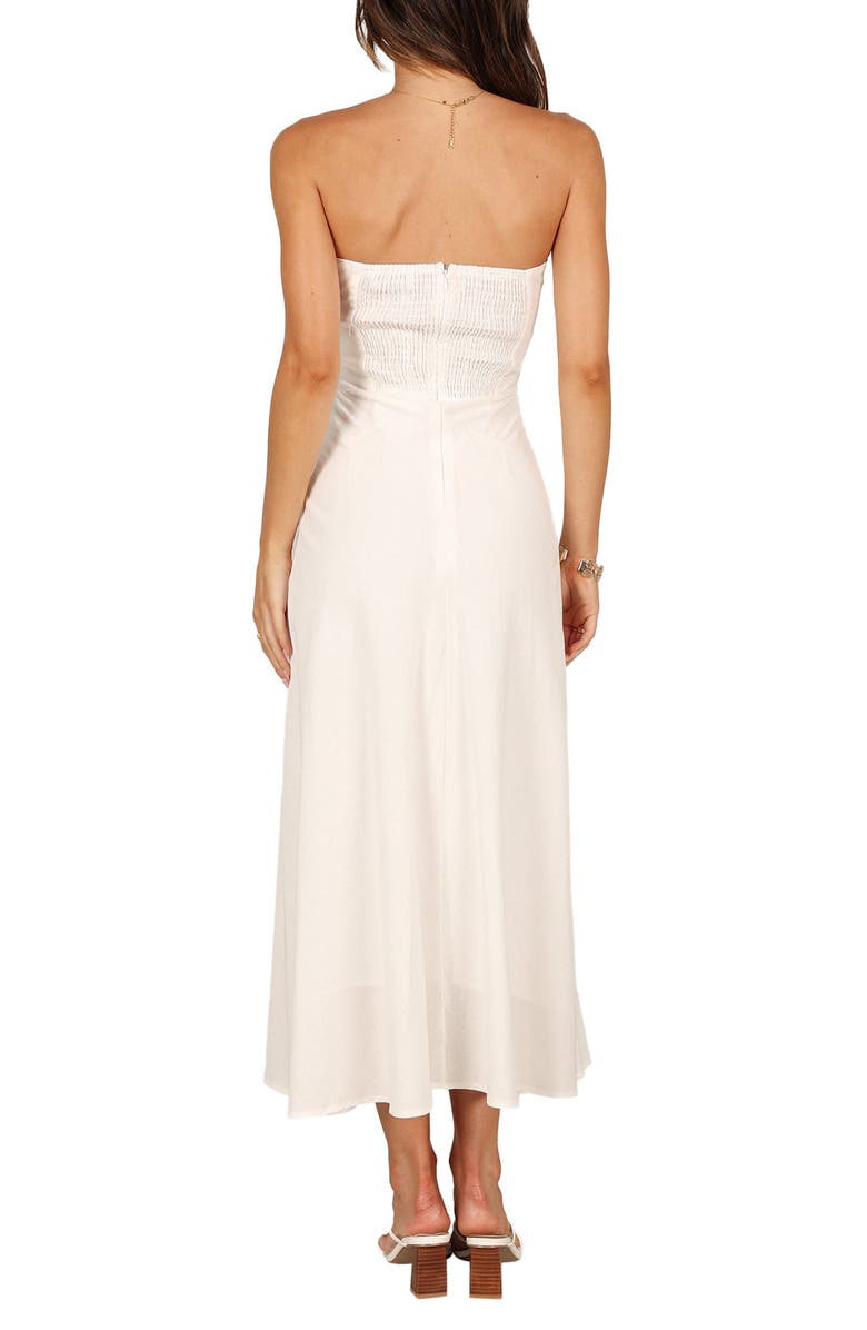 Petal & Pup Rosetta Cutout Cotton & Linen Strapless Dress, Alternate, color, White