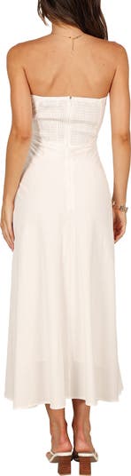 Rosetta Cutout Cotton & Linen Strapless Dress