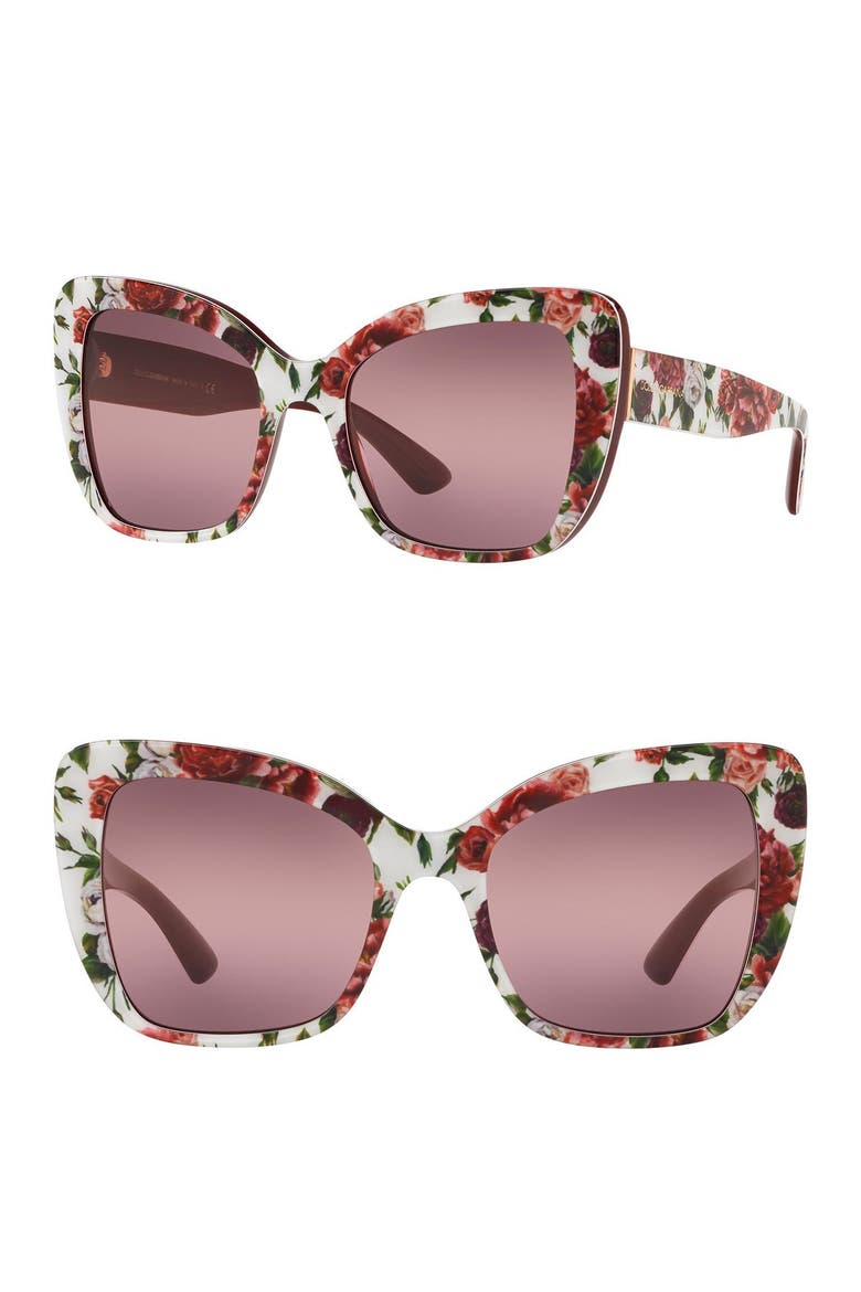 54mm Gradient Butterfly Sunglasses, Main, color, HAVANA MULTI/ PINKI GRADIENT