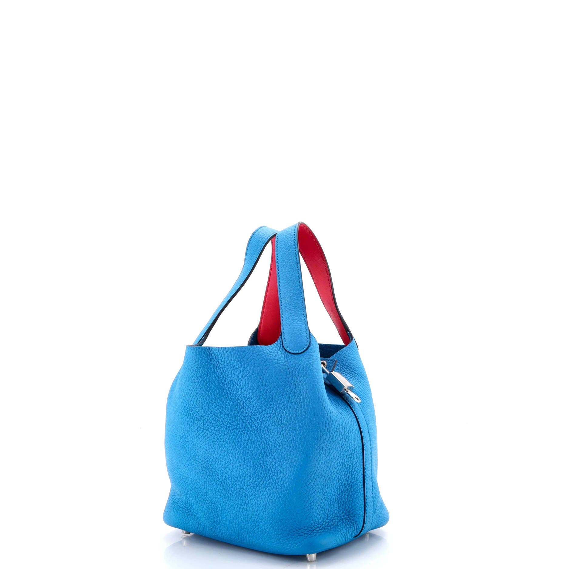 Pre-Owned Hermes Eclat Picotin Lock Bag Clemence PM, Alternate, color, Bleu Frida