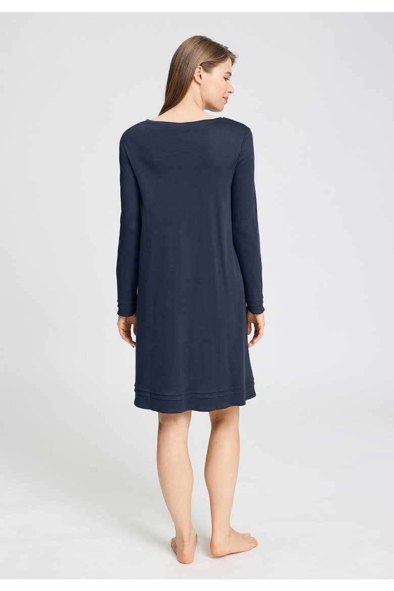 Pilar Parallel Pleated Cotton Nightgown, Alternate, color, Deep Navy