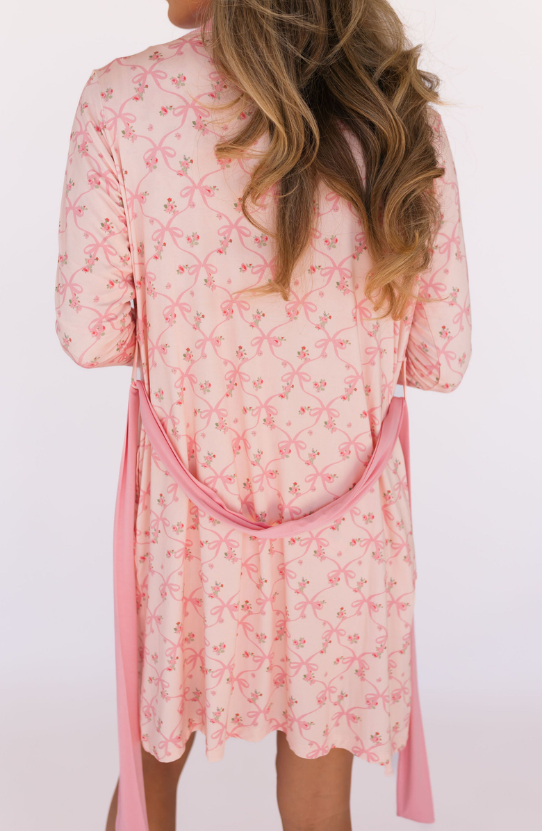 In My Jammers Rosie Bow Robe, Alternate, color, Blush Pink / Pink Bow