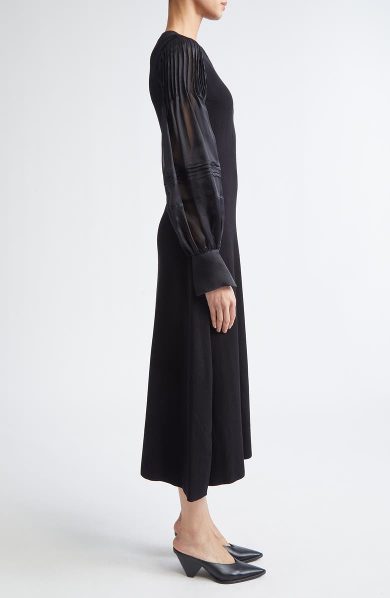 Altuzarra Carino Long Sleeve Silk Midi Dress, Alternate, color, Black